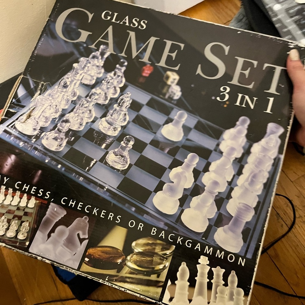 Glass chess/checkers set